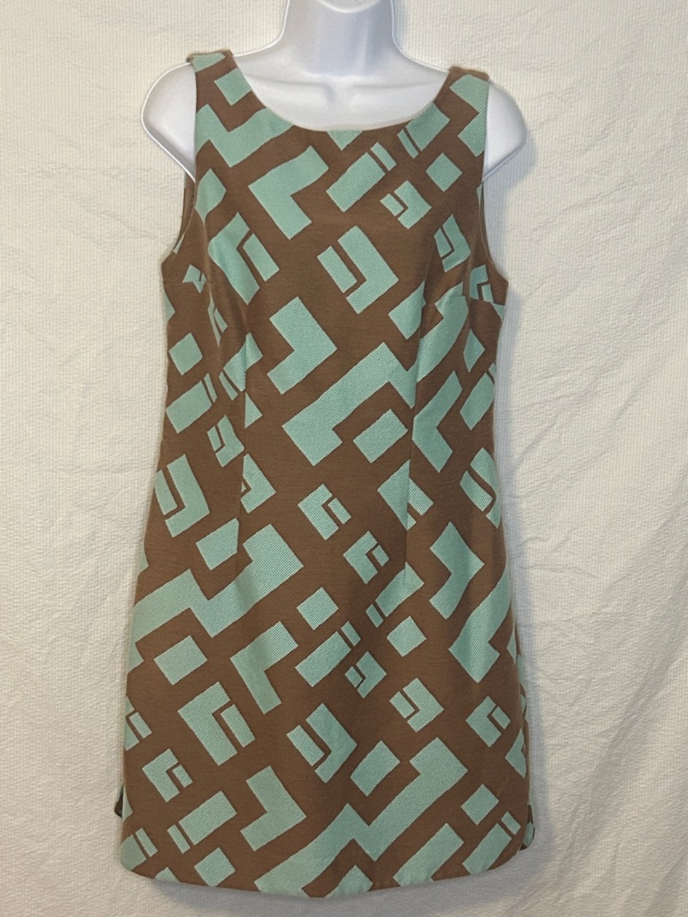 Plenty by Tracy Reese Brown/Turquoise Geometric Print Mini Dress, Size 8